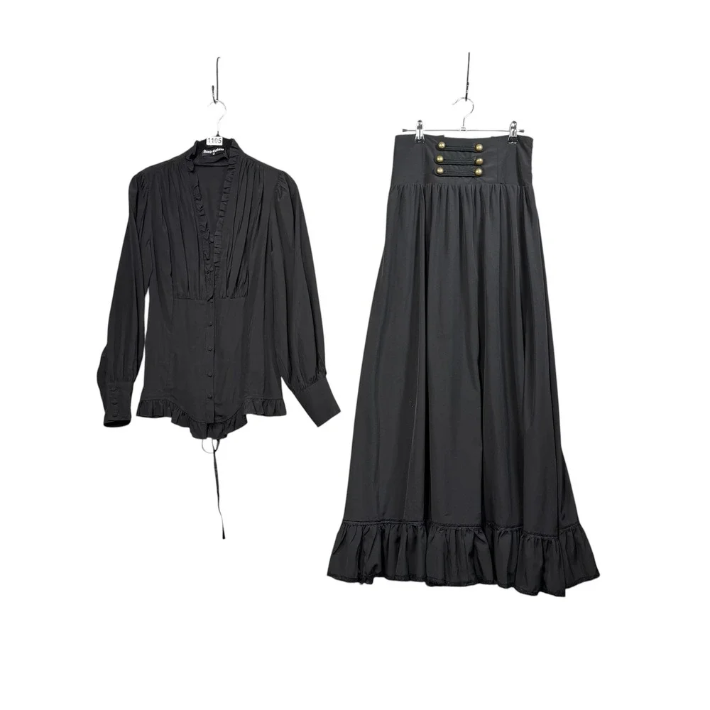 Scarlet Darkness Skirt/Top Womens M Black Gothic Steampunk Rein Fest Halloween